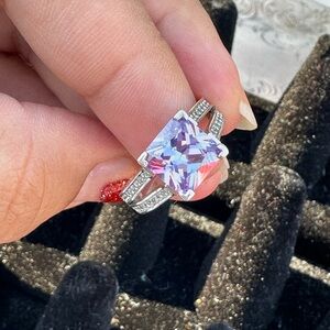 925 Silver and Purple Women's Ring